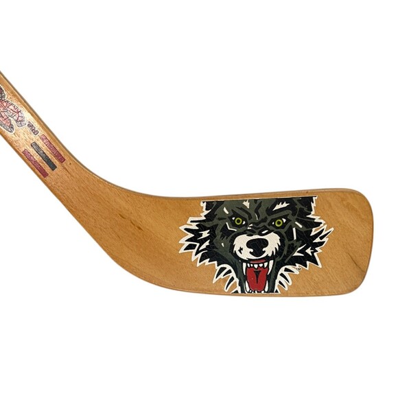 VINTAGE Chicago Wolves American Hockey League Mini Hockey Stick Wooden 90s 00s - Picture 6 of 8